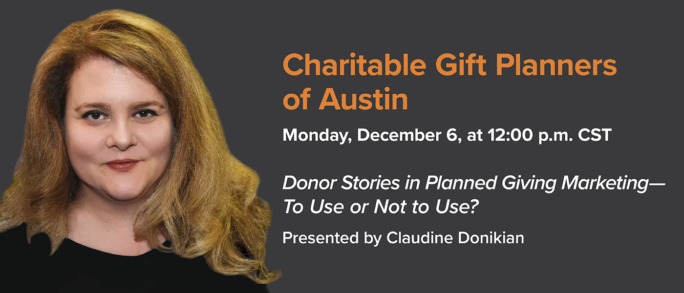 Charitable Gift Planners of Austin 12/6: Claudine Donikian Presents New Research, 