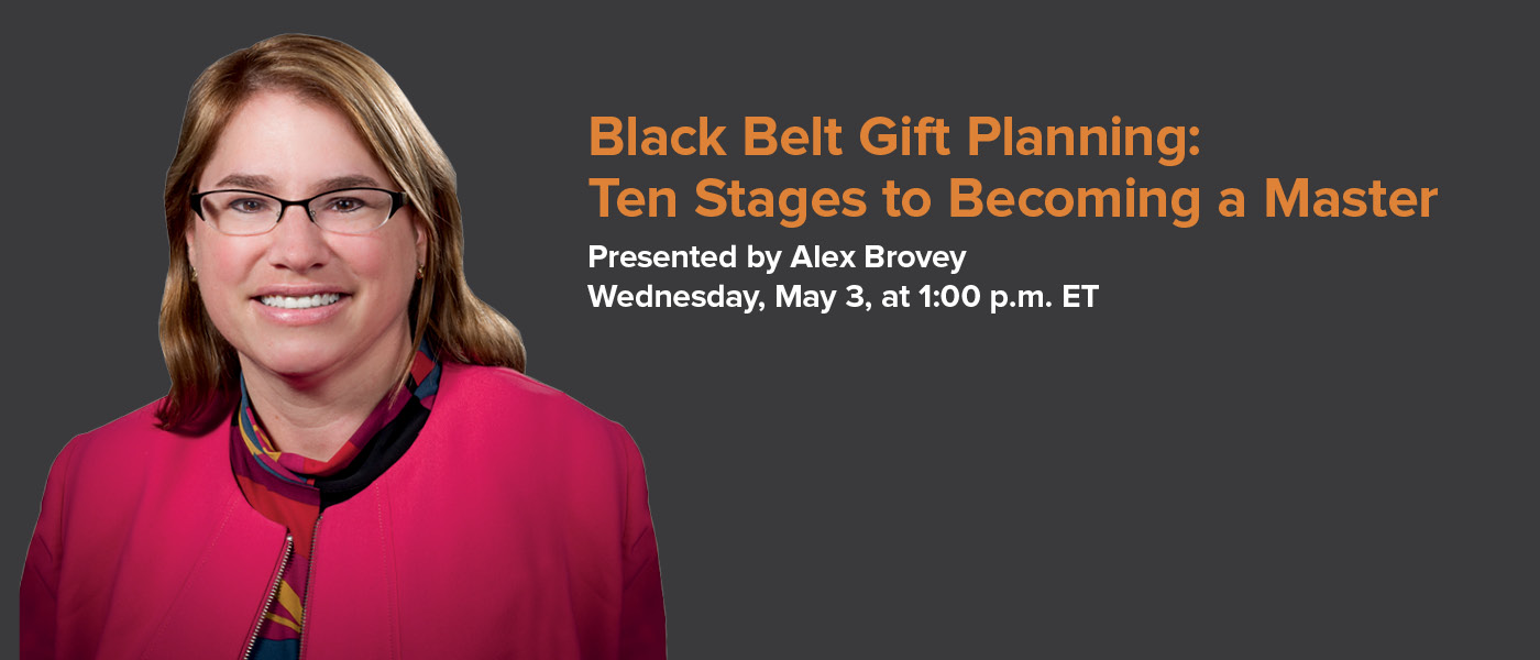 Pentera Presents Alex Brovey in Webinar May 3 on How to Earn a Black Belt in Gift Planning