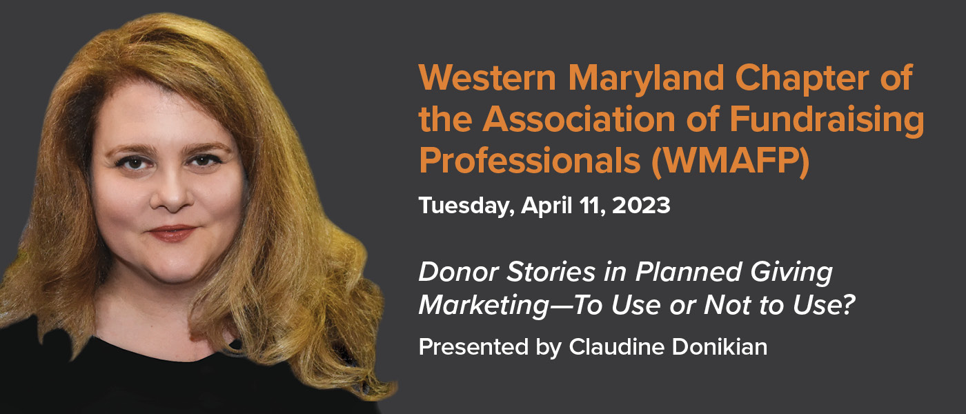 Western Maryland Chapter of the Association of Fundraising Professionals (WMAFP) 4/11: Claudine Donikian Presents New Research, 