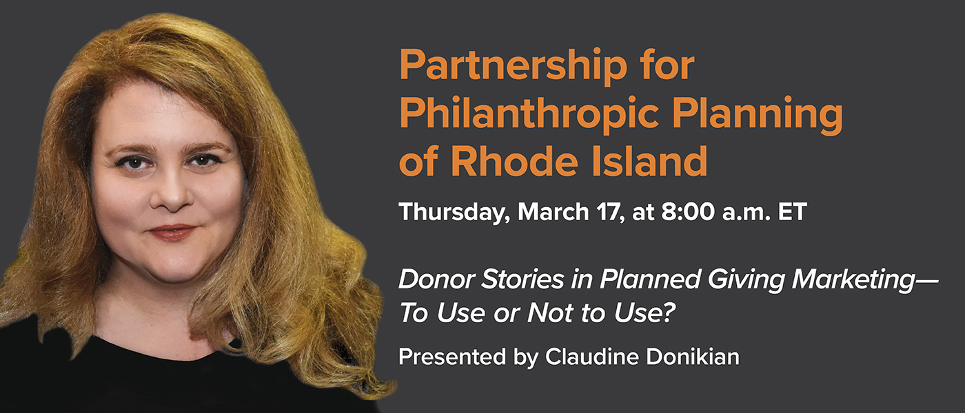 Partnership for Philanthropic Planning of Rhode Island 3/17: Claudine Donikian Presents New Research, 